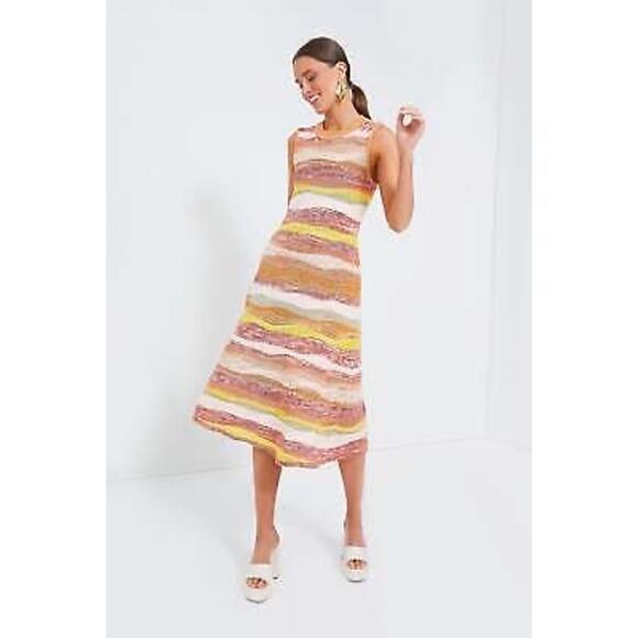 Ulla Johnson Gaia Wavy-Stripes A-Line Knit Maxi Dress in Agate size large L - Picture 16 of 16